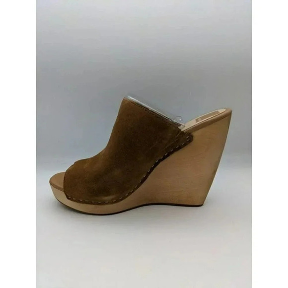 DOLCE VITA Cai Camel Suede Goring Fringed Wedge Slip On Leather Sandals 10 M - Picture 3 of 7